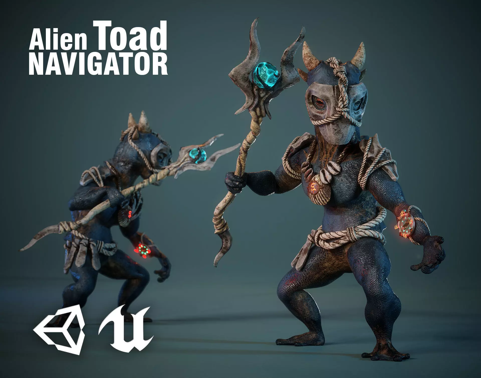 Alien Toad Navigator - Game Ready Low-poly 3D model_0