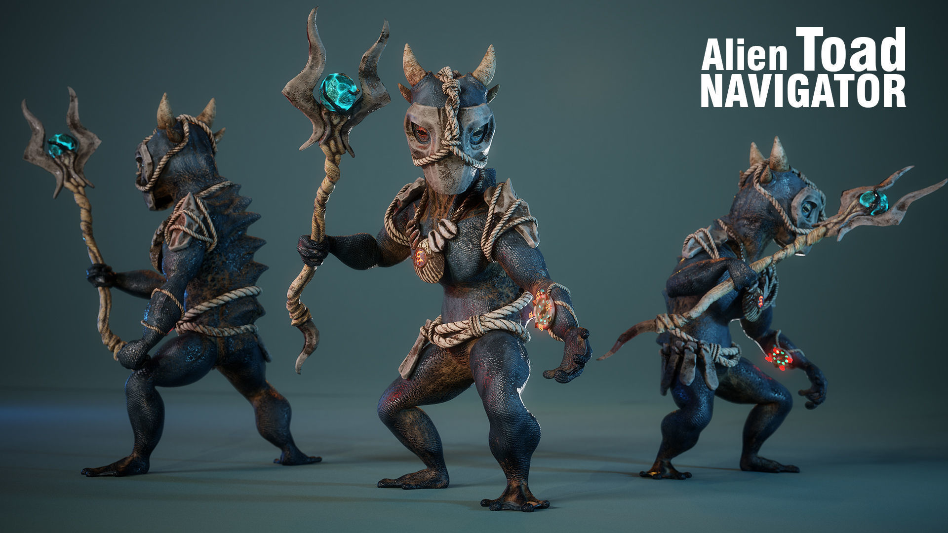 Alien Toad Navigator - Game Ready Low-poly 3D model_2