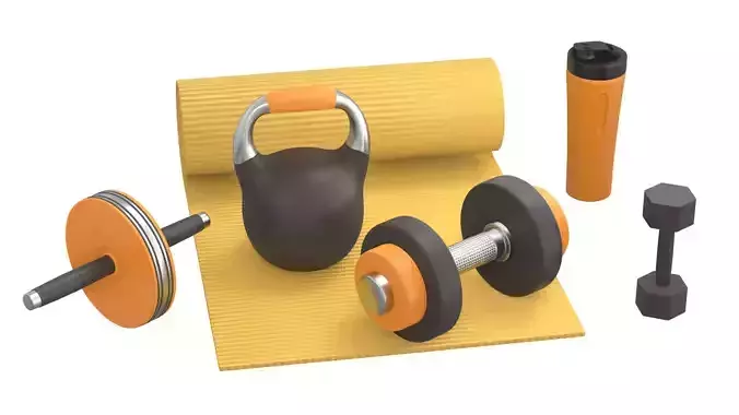 Set sport for home gym dumbbell weight bottle carimat circle