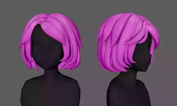 Anime hair style 18 low poly for woman and girl