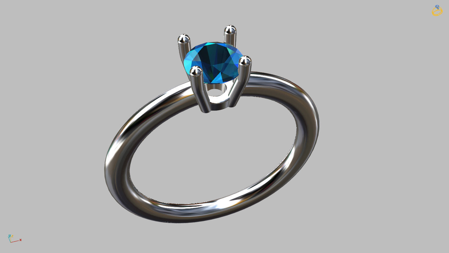 Solitaire Ring 5 00mm Gem 3D print model_2