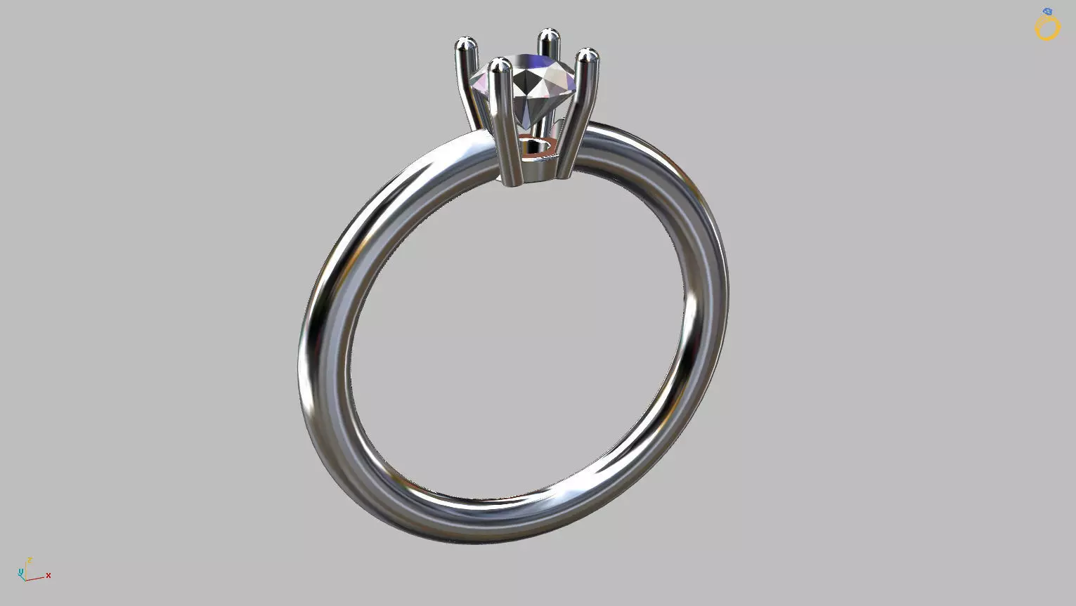 Solitaire Ring 5 00mm Gem 3D print model_0