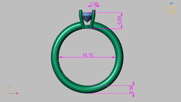 Solitaire Ring 5 00mm Gem 3D print model_13