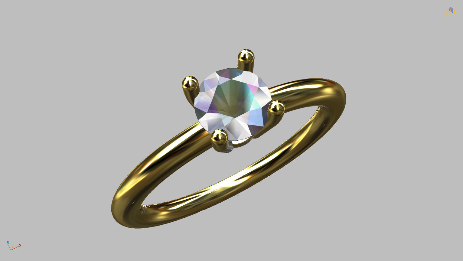 Solitaire Ring 5 00mm Gem 3D print model_6
