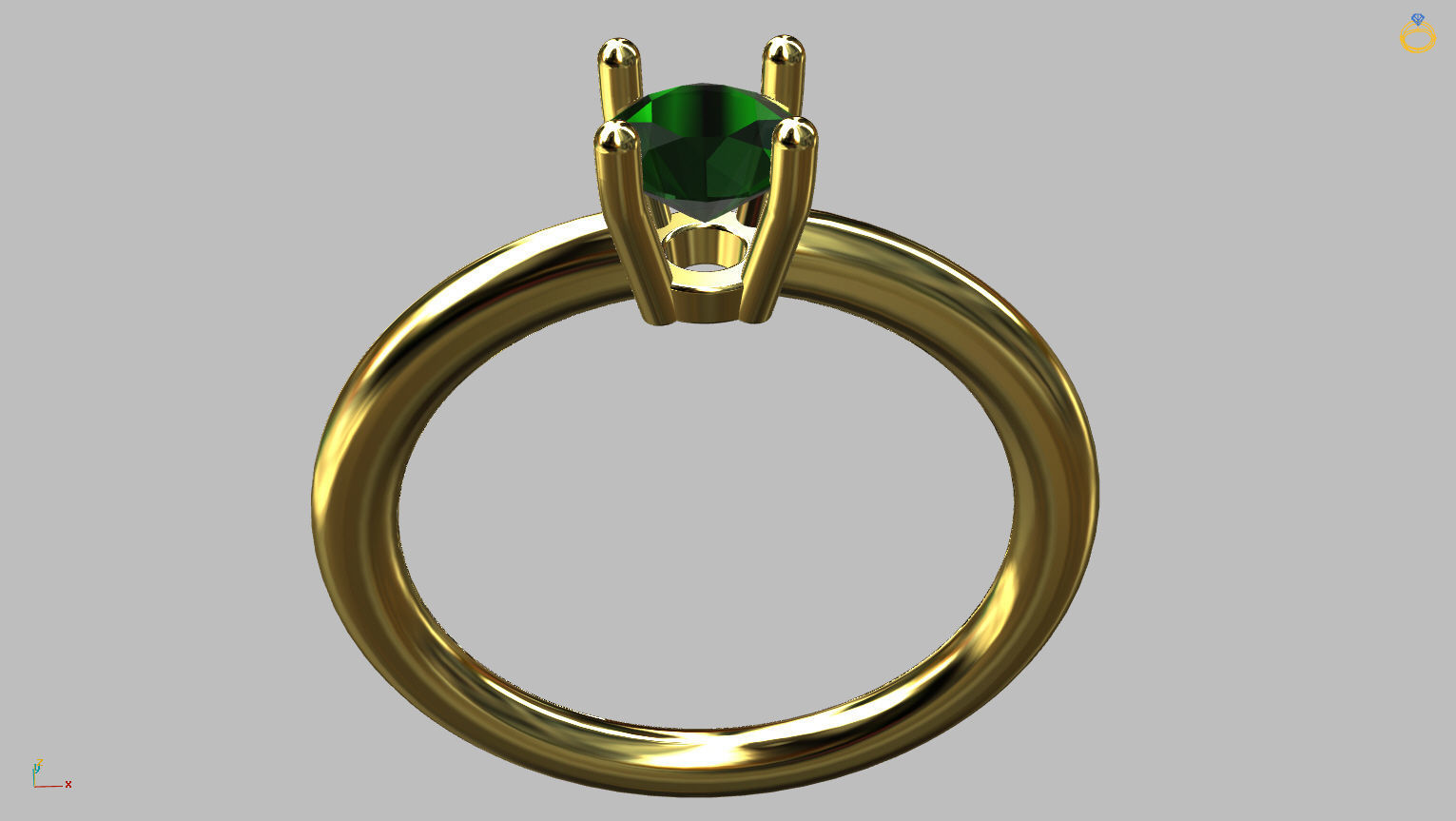 Solitaire Ring 5 00mm Gem 3D print model_7