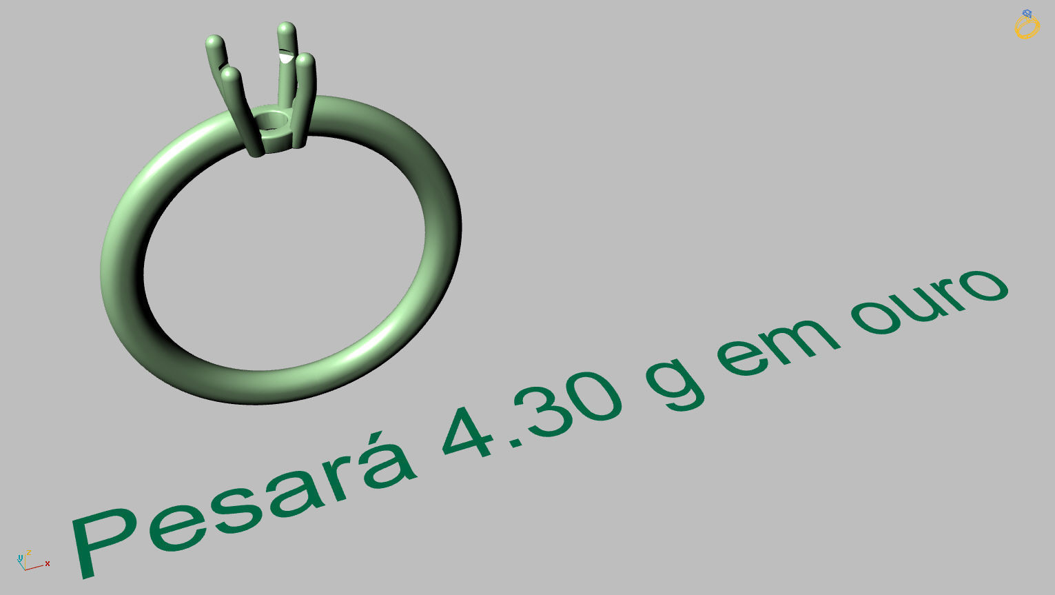 Solitaire Ring 5 00mm Gem 3D print model_15