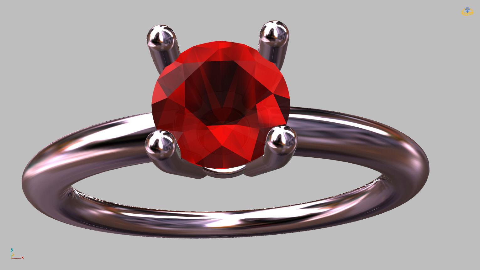 Solitaire Ring 5 00mm Gem 3D print model_4