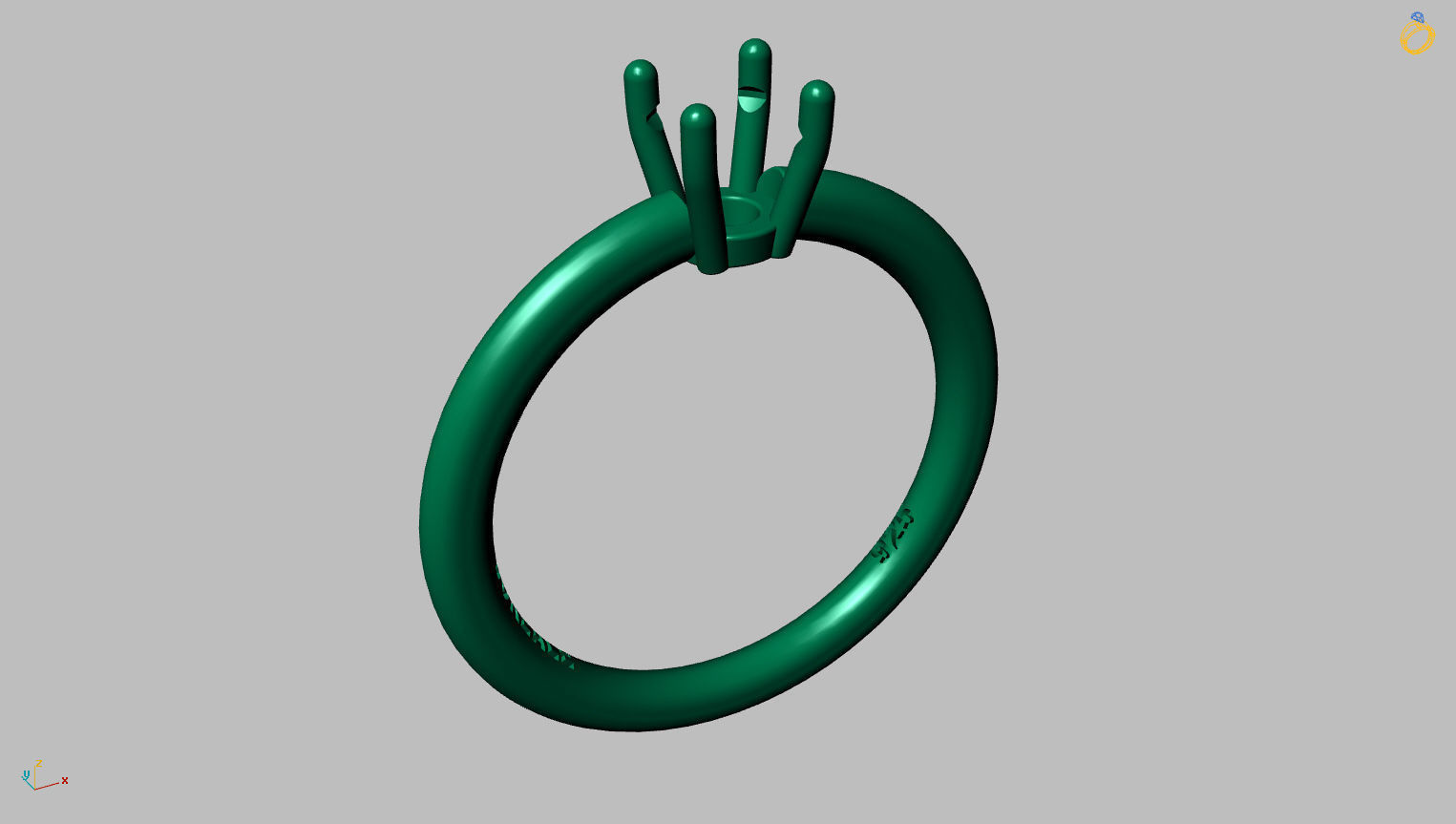 Solitaire Ring 5 00mm Gem 3D print model_9