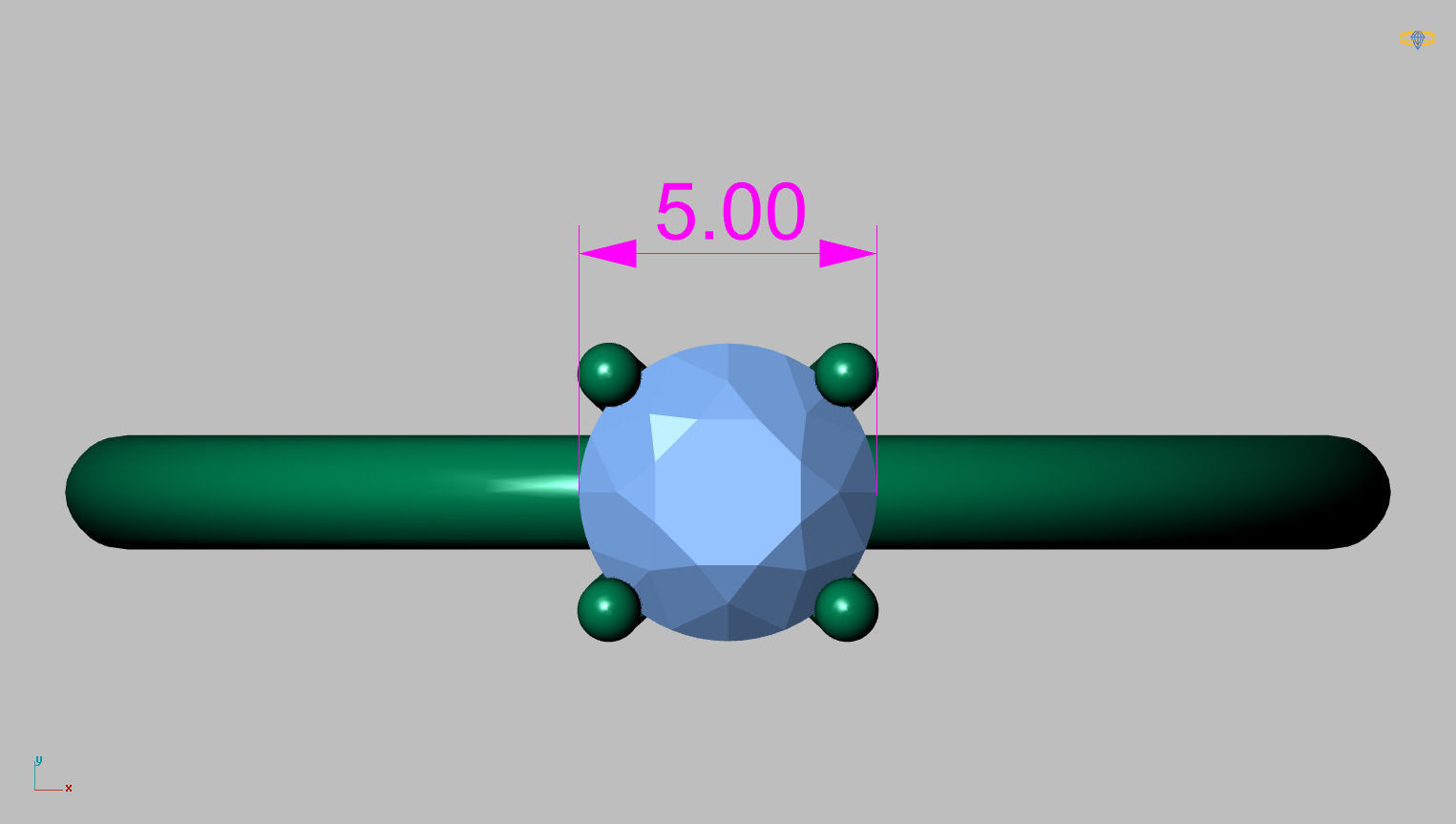 Solitaire Ring 5 00mm Gem 3D print model_14