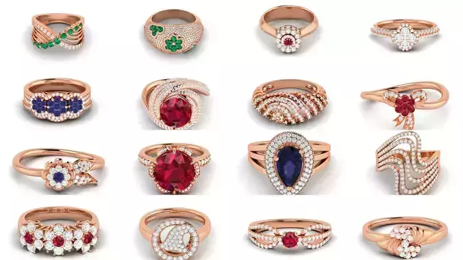 75 High Jewelry Cocktail Diamond Ring 3dm Render Details 3D Model Collection