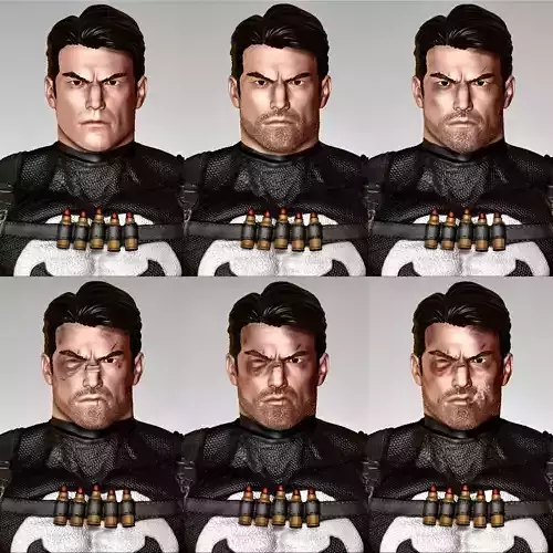 Punisher Headsculpt pack one12 scale 3D print model