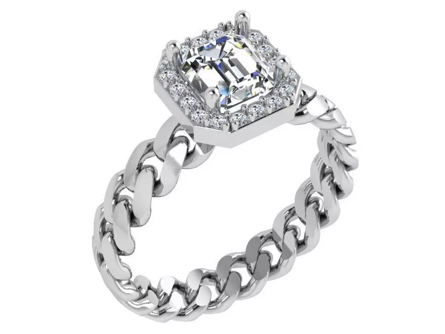 Emerald Halo Chain Ring 4503 3D print model