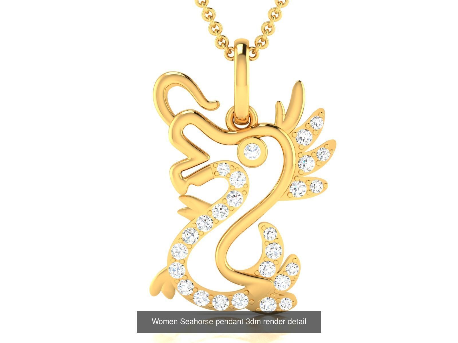 5 Seahorse Charm Pendant Necklace 3D Model Collection_2