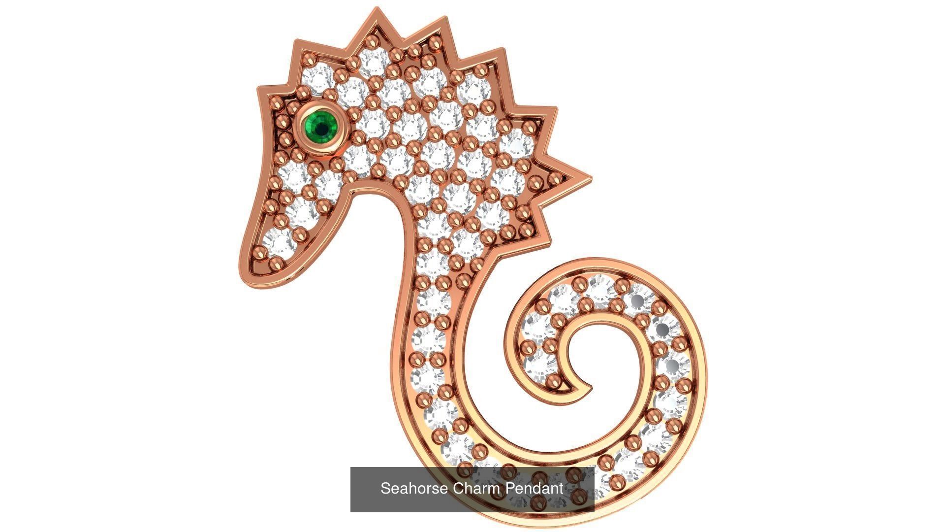 5 Seahorse Charm Pendant Necklace 3D Model Collection_3