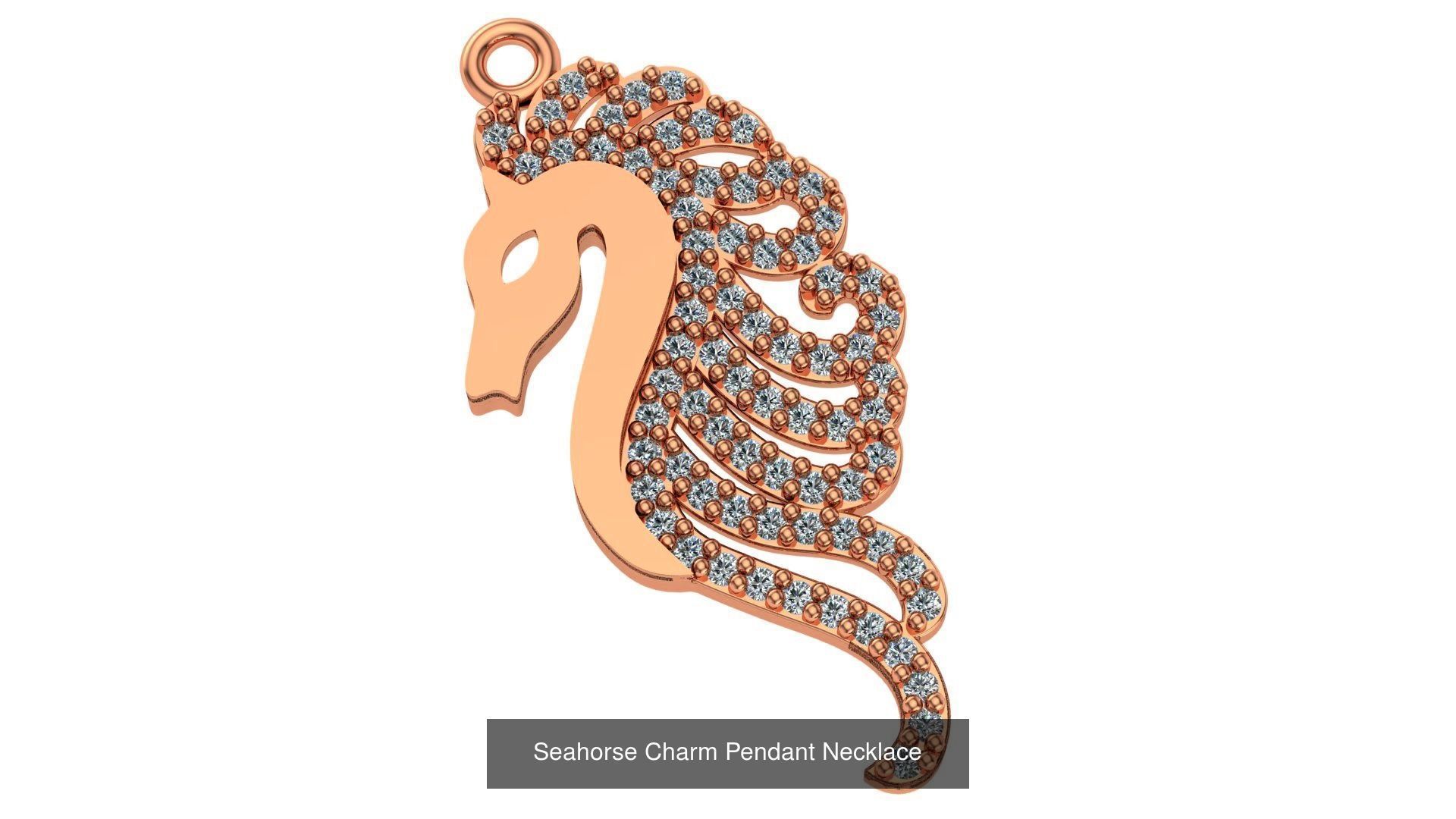 5 Seahorse Charm Pendant Necklace 3D Model Collection_1