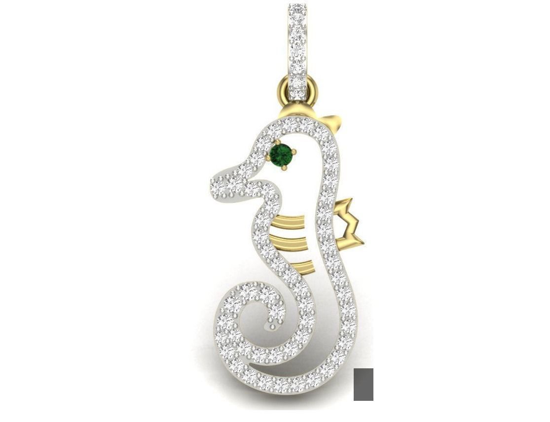 5 Seahorse Charm Pendant Necklace 3D Model Collection_5