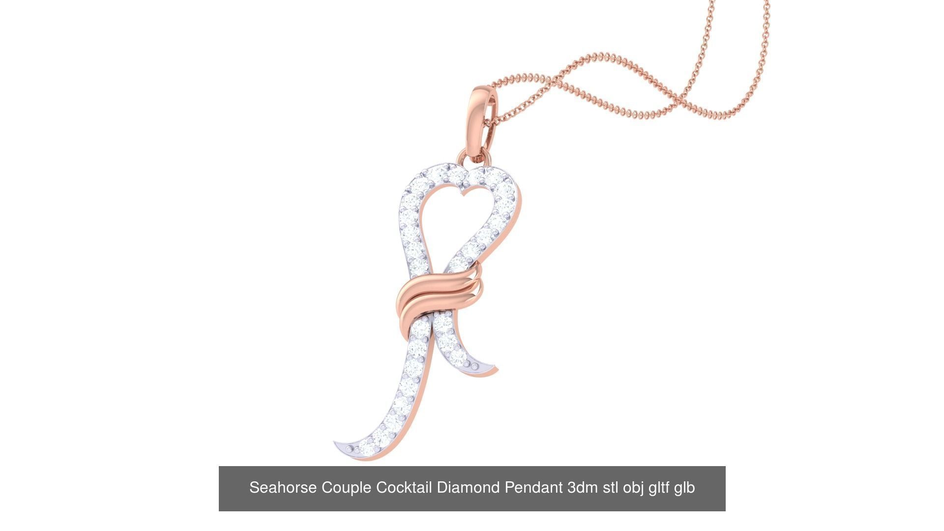 5 Seahorse Charm Pendant Necklace 3D Model Collection_4