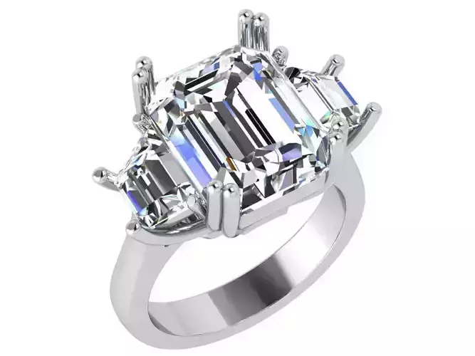 3 Stone Emerald Ring 4521