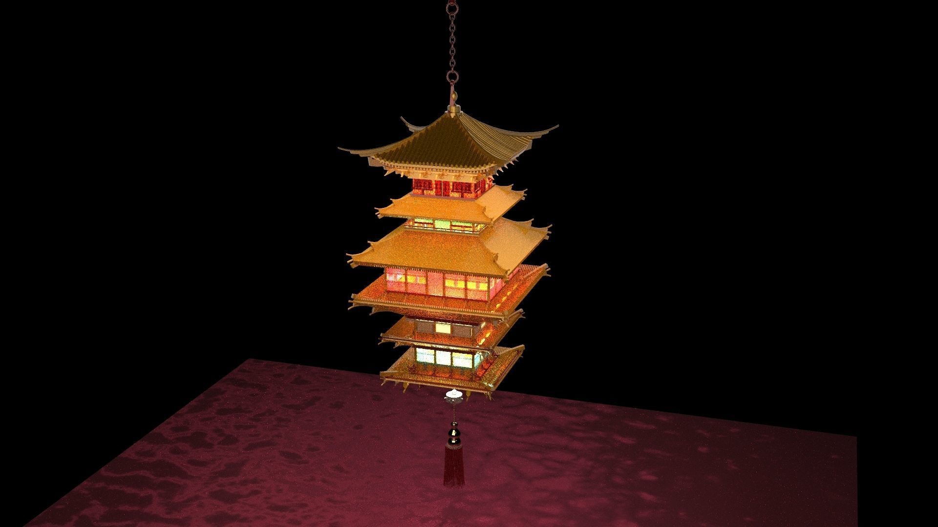Chinese palace house lantern 3D model_3