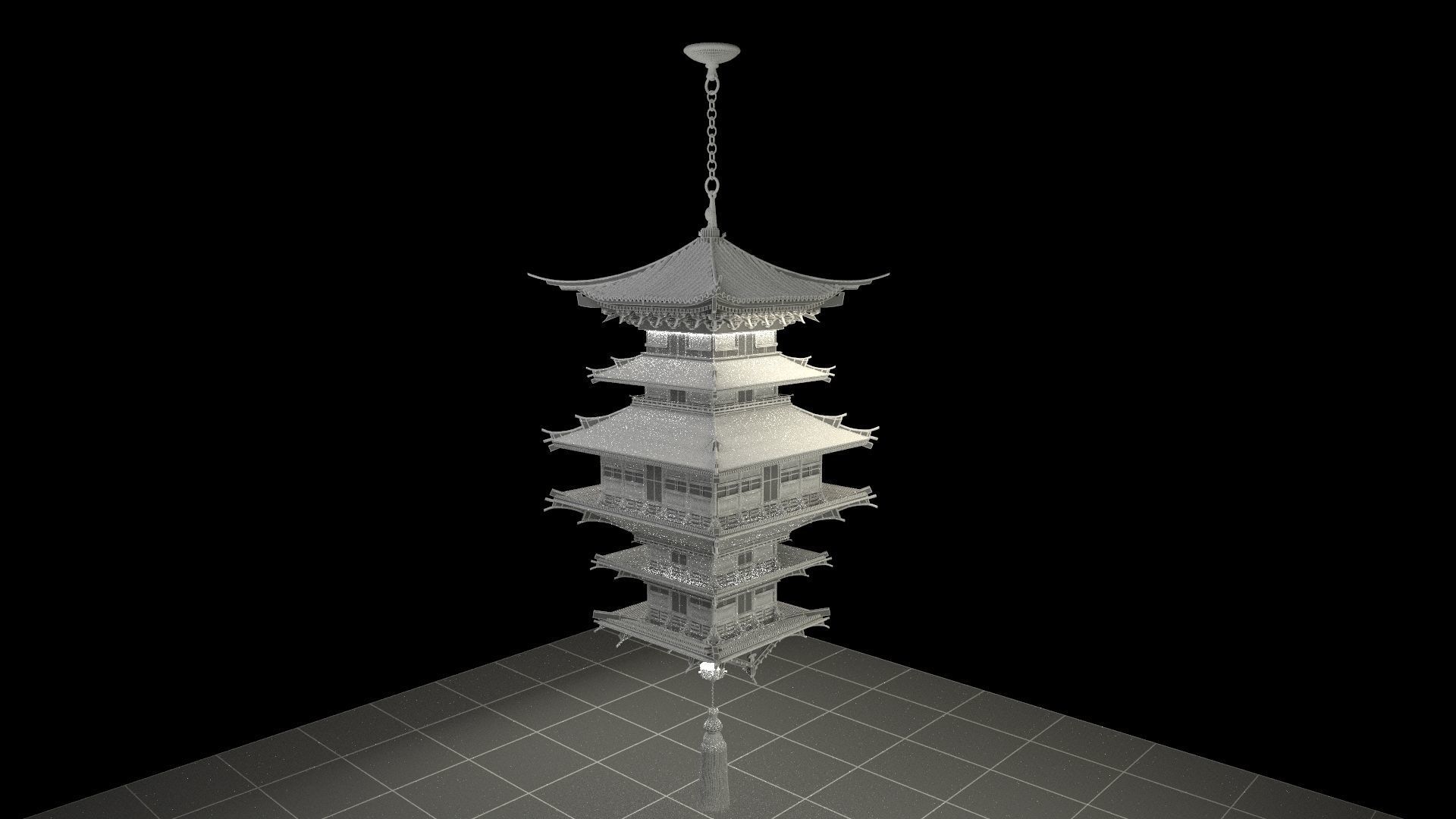 Chinese palace house lantern 3D model_6