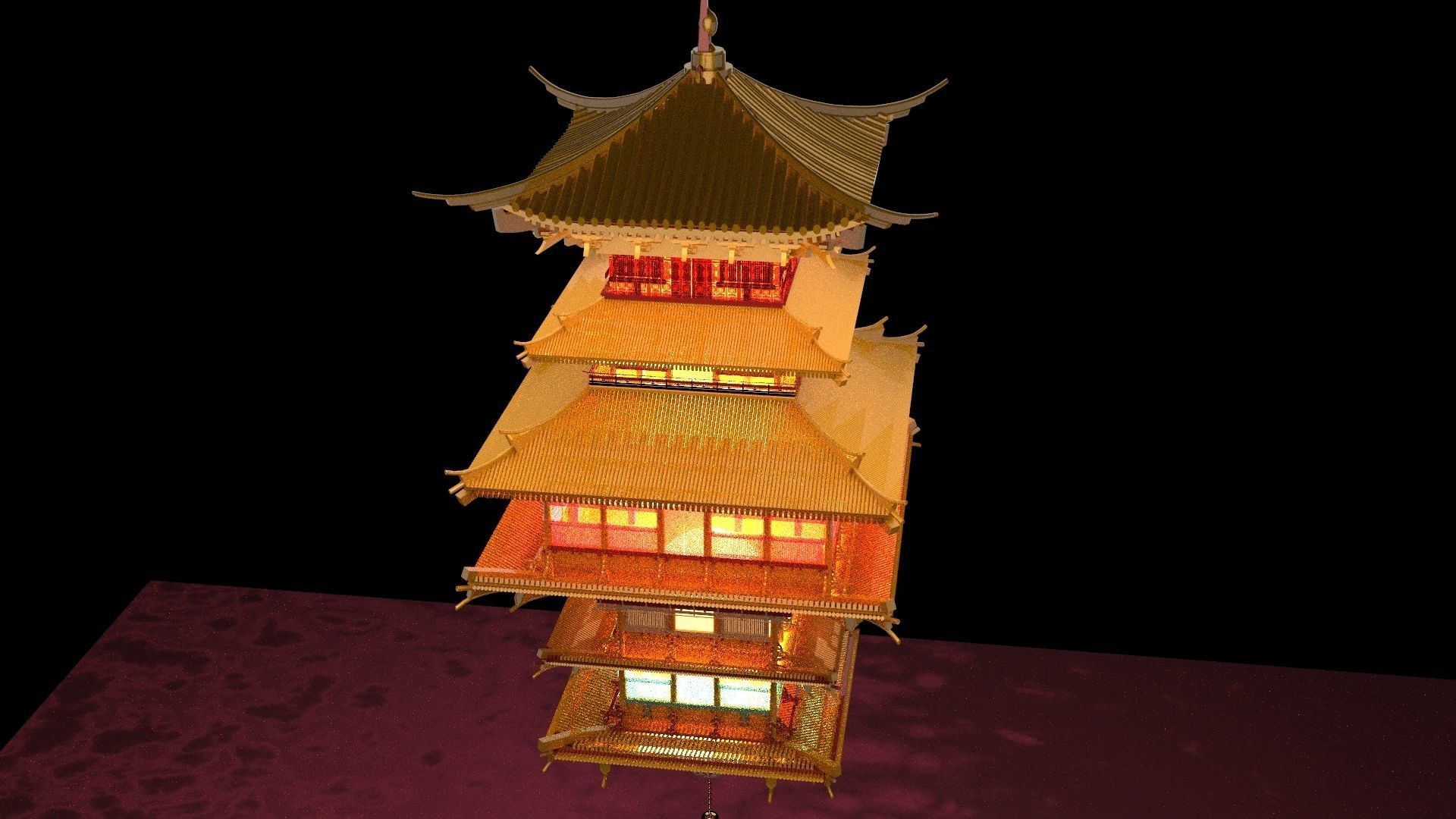 Chinese palace house lantern 3D model_4