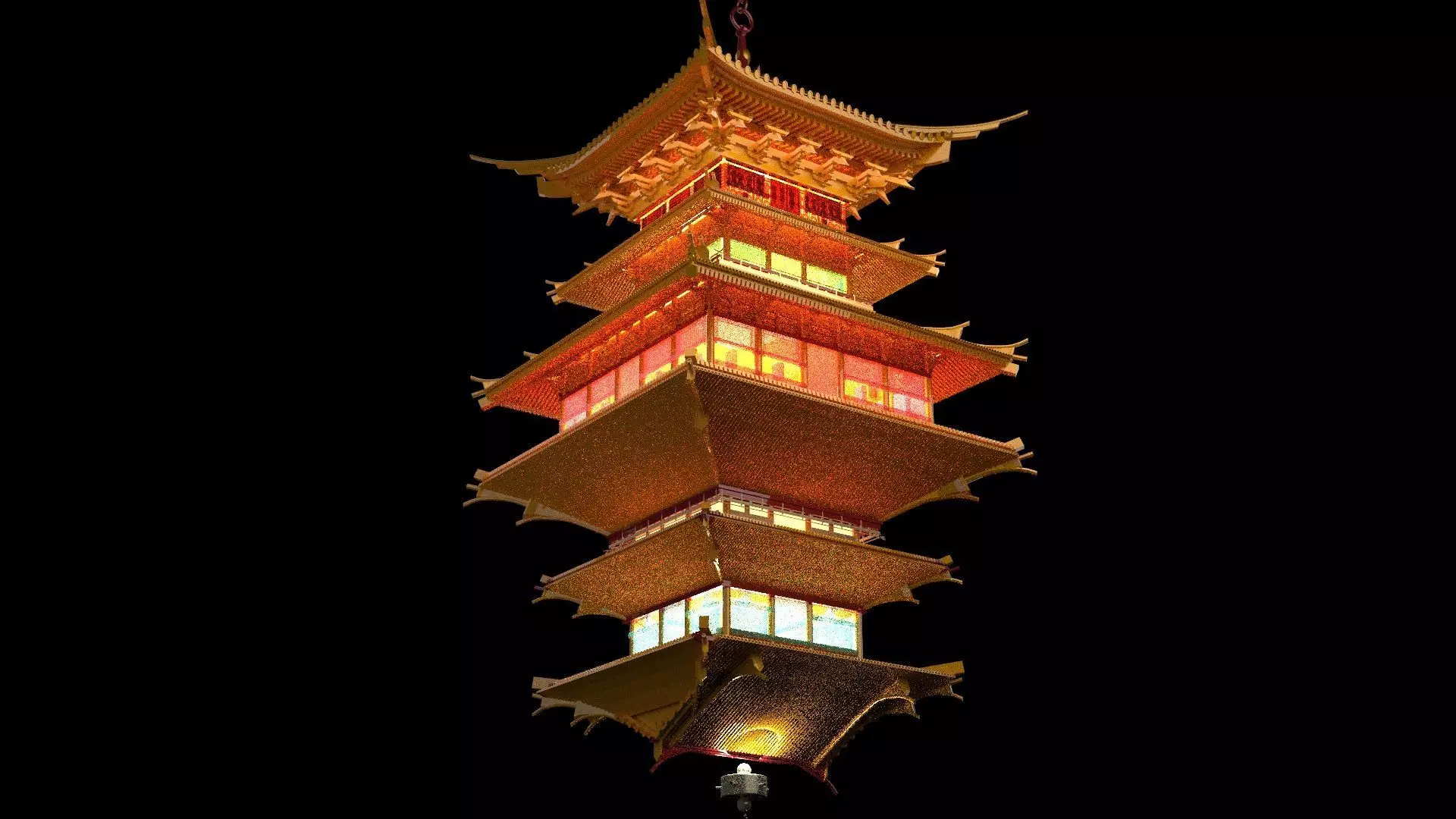 Chinese palace house lantern 3D model_0