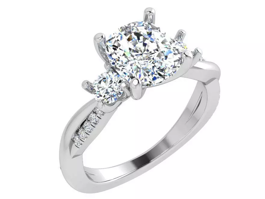 Cushion Diamond Twisted Ring 4528 3D print model
