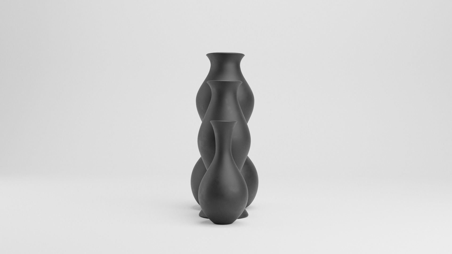 Set of realistic 3D models of ceramic black vases 3D model_6