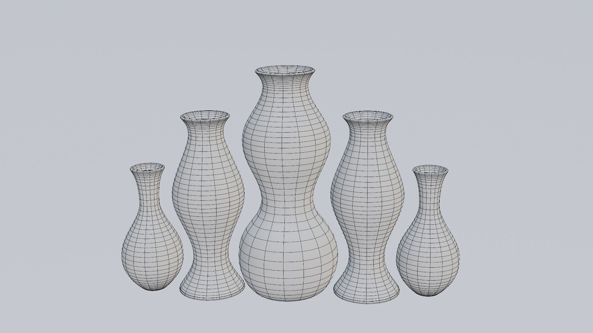 Set of realistic 3D models of ceramic black vases 3D model_7