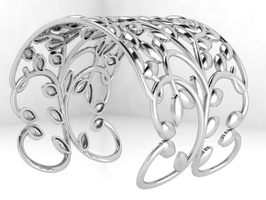 Leaf Bracelet 4545 3D print model_3