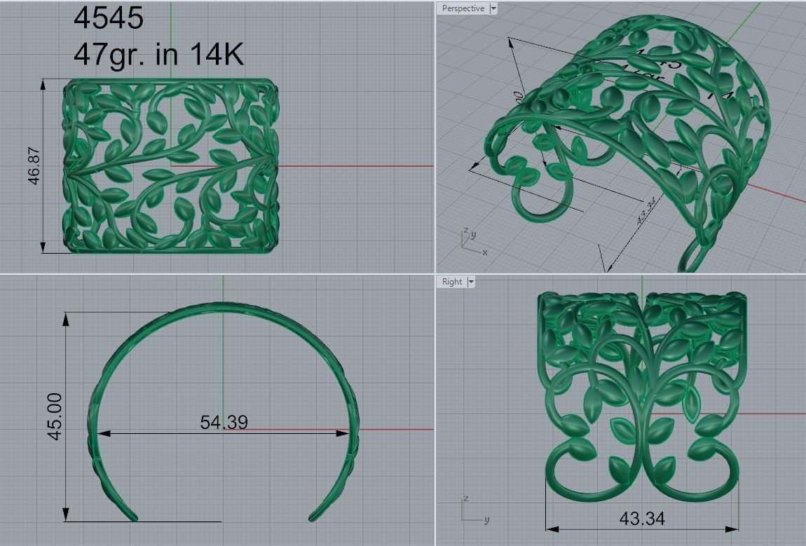 Leaf Bracelet 4545 3D print model_5