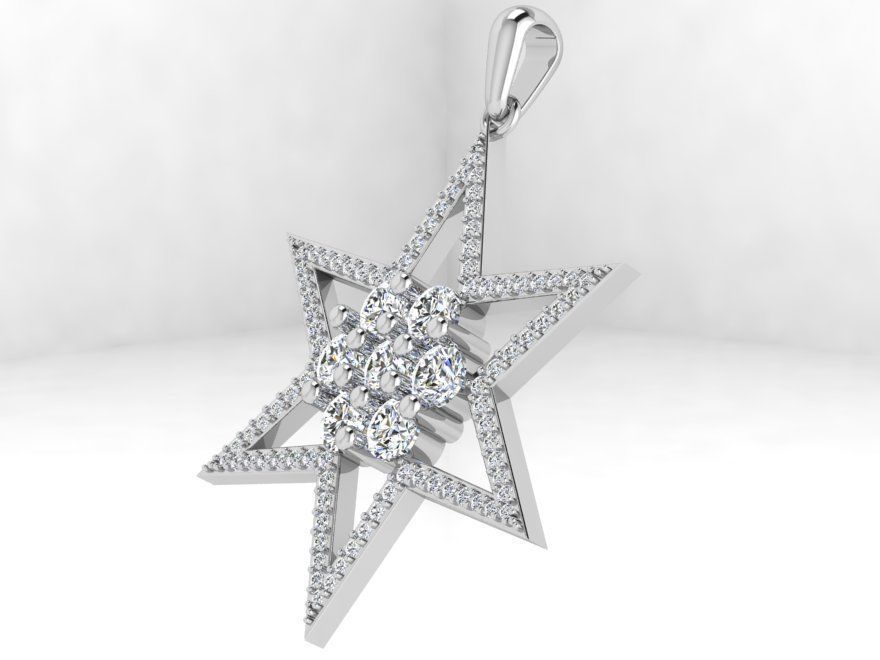 Star Diamond Pendant 4550 3D print model_3