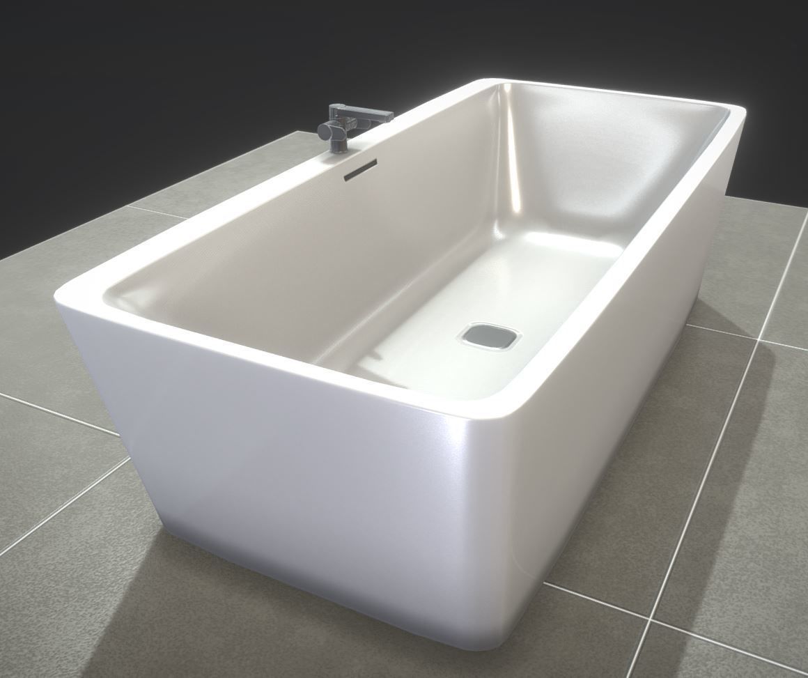 Modern Bathtub Low-poly 3D model_3
