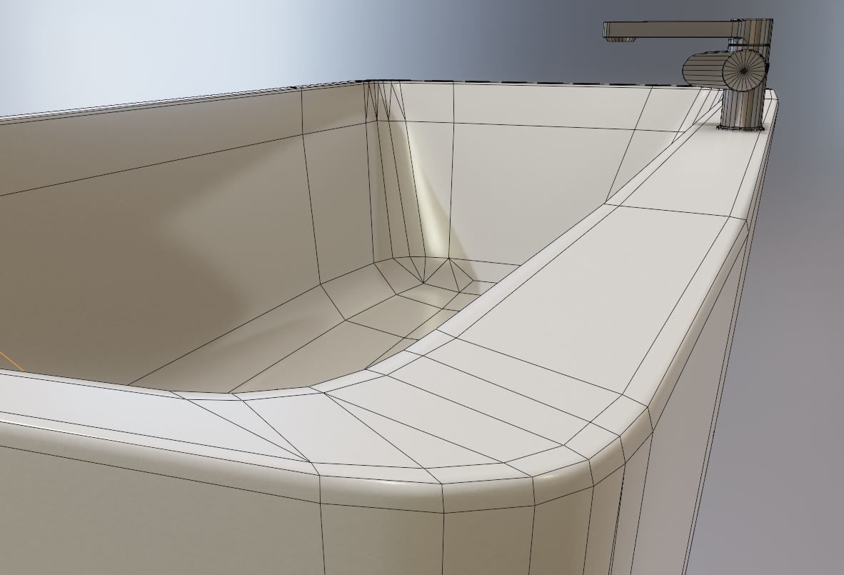 Modern Bathtub Low-poly 3D model_12