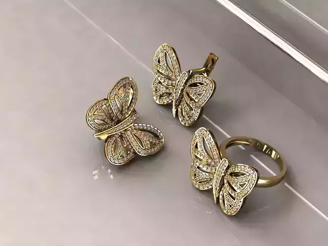 Butterfly Set Ring earring 
