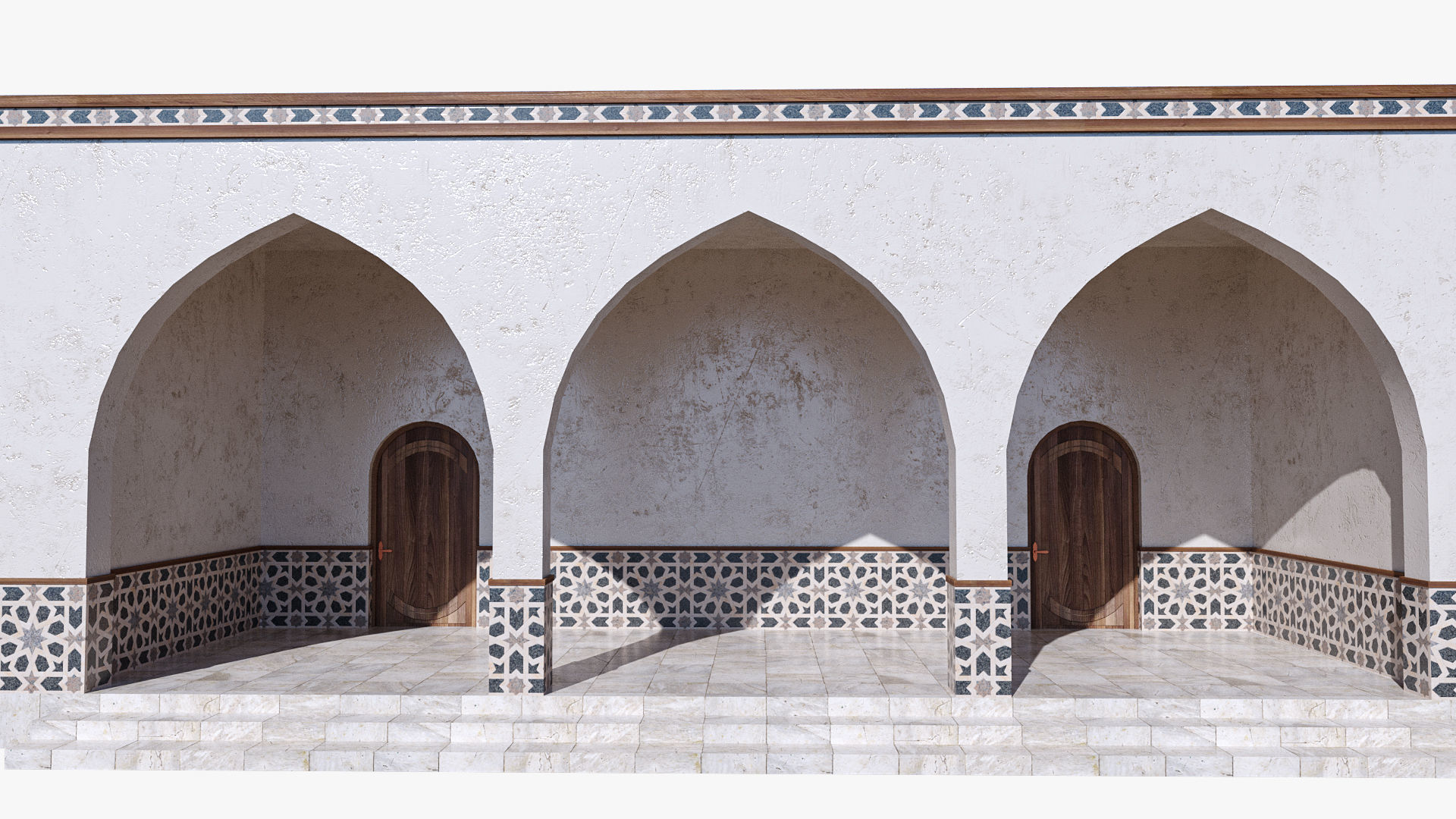Islamic Architecture Arched Building 3D model_8