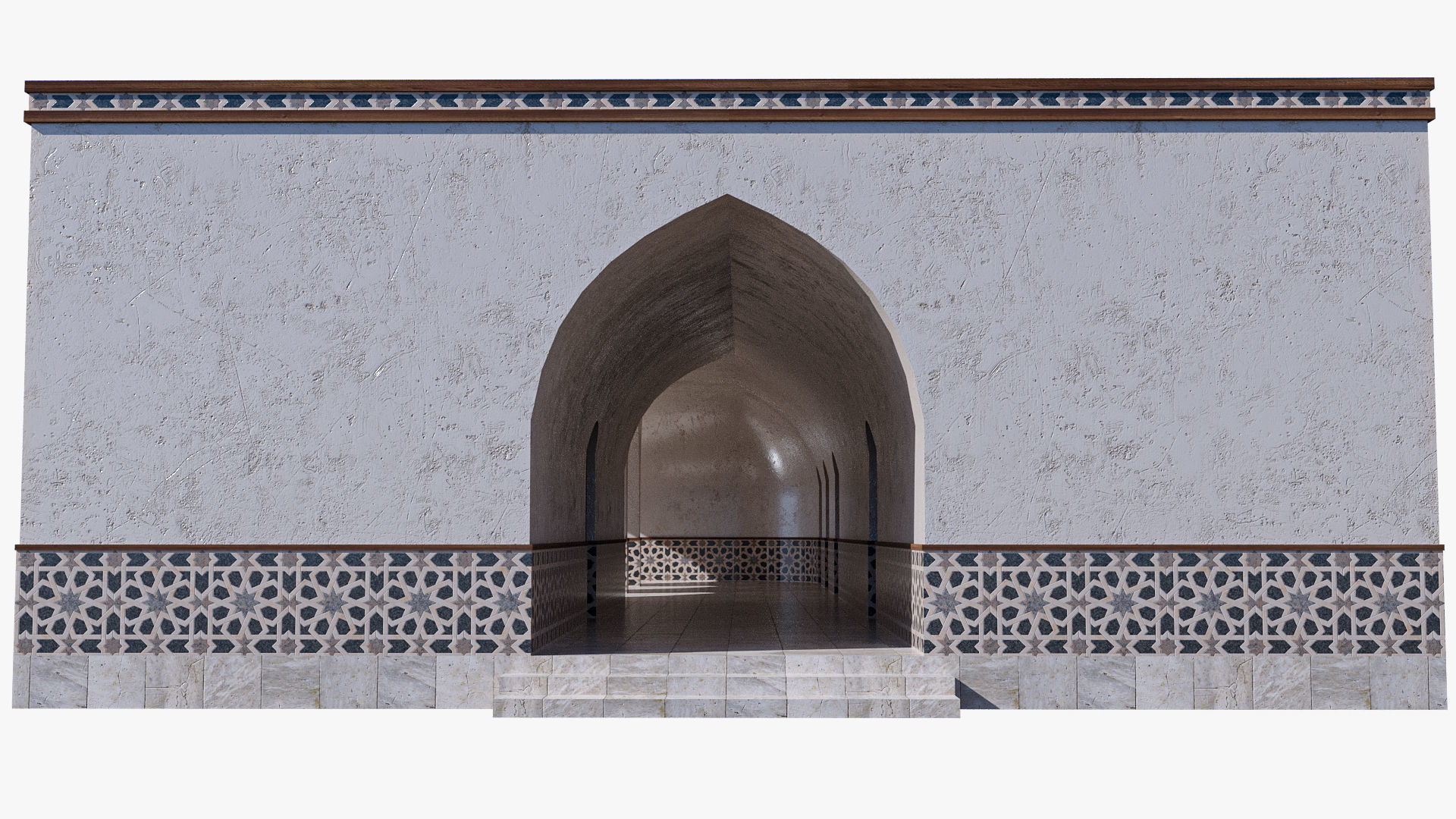 Islamic Architecture Arched Building 3D model_5