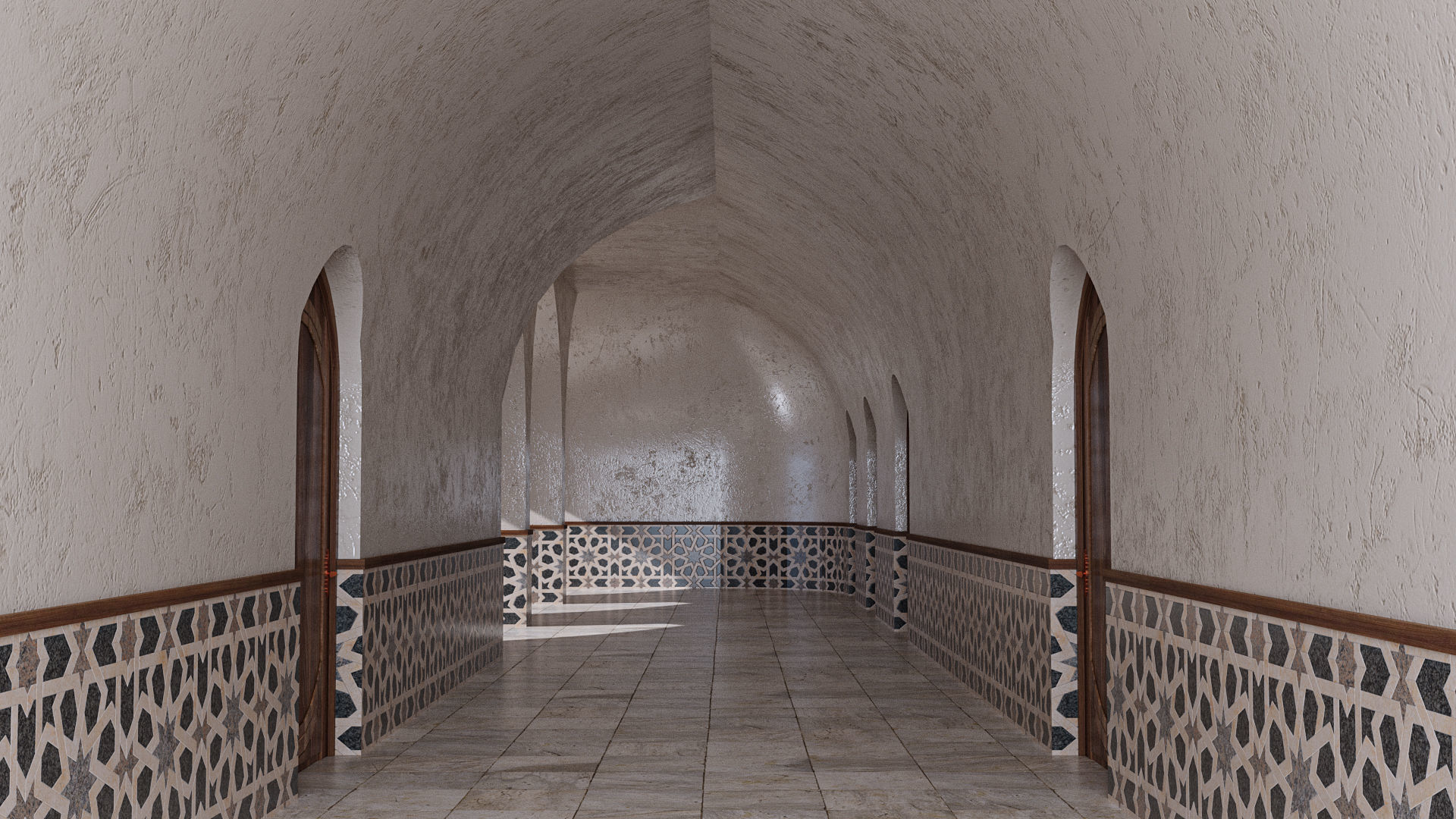 Islamic Architecture Arched Building 3D model_6