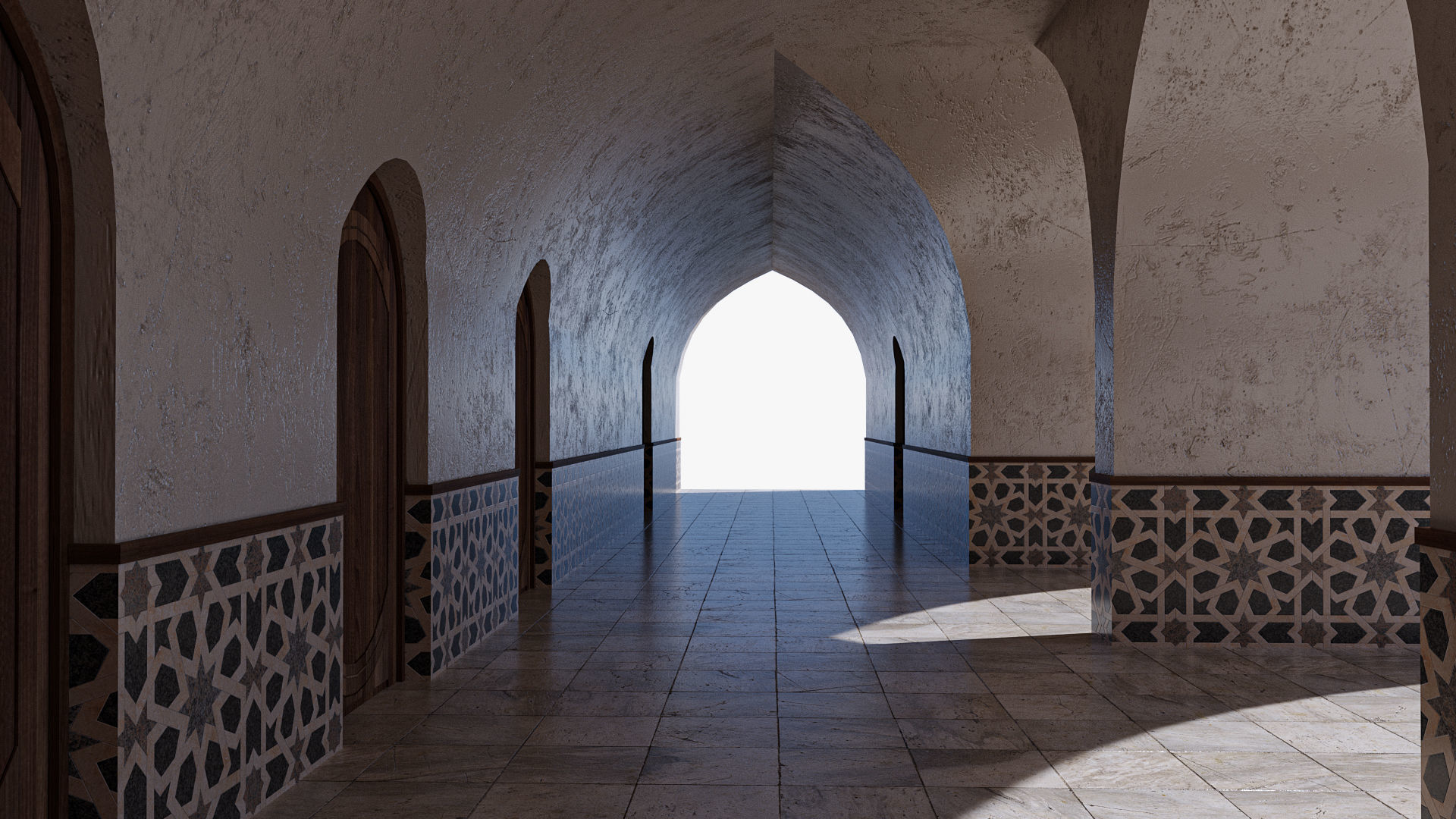 Islamic Architecture Arched Building 3D model_7