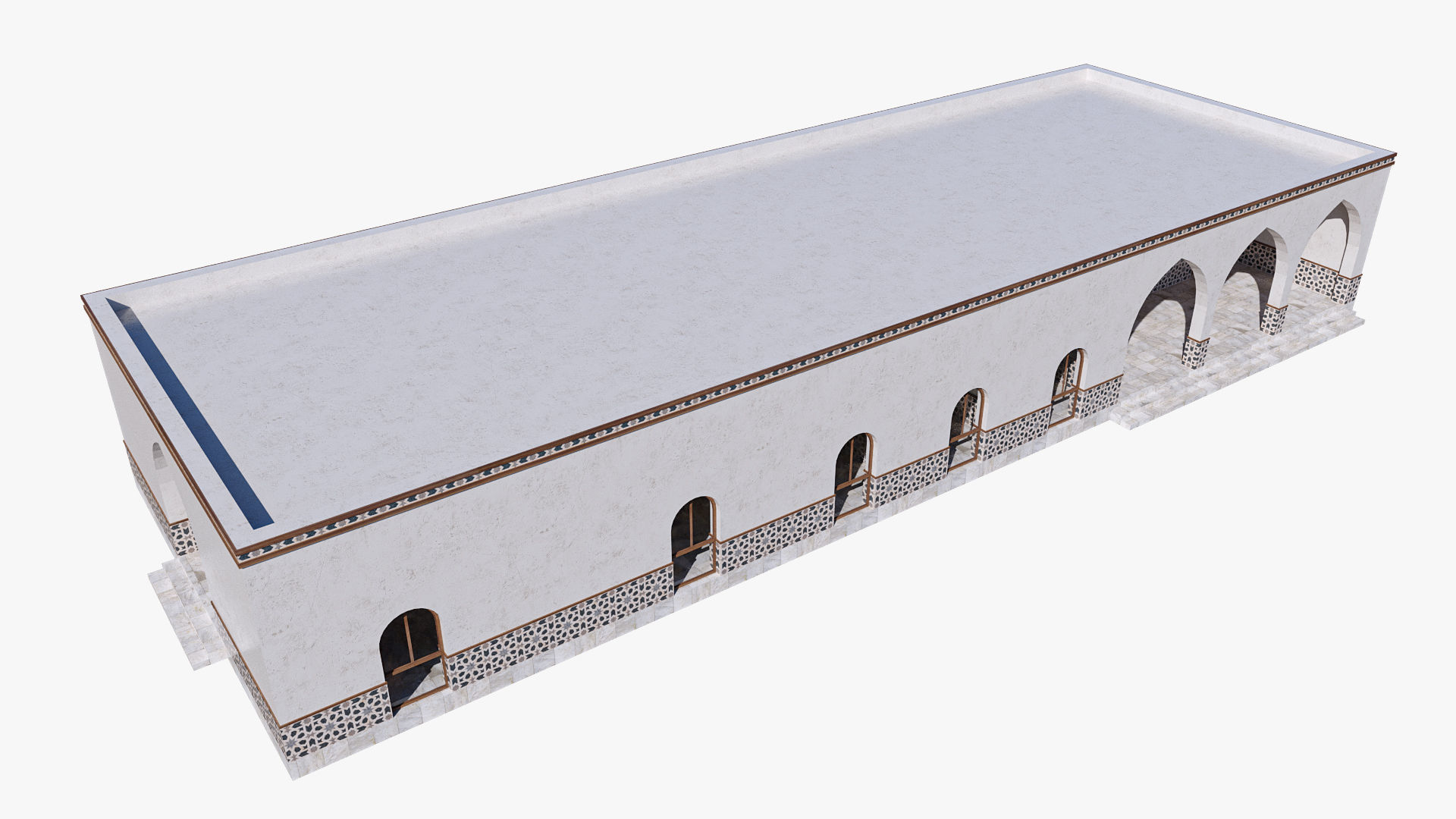 Islamic Architecture Arched Building 3D model_10