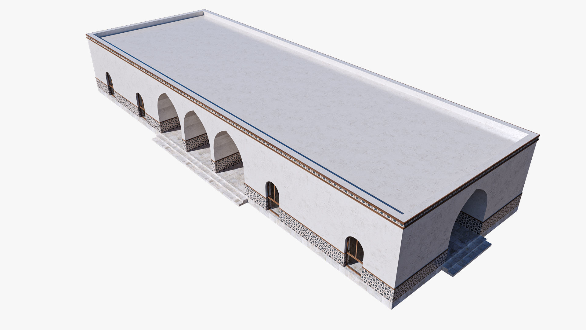 Islamic Architecture Arched Building 3D model_11