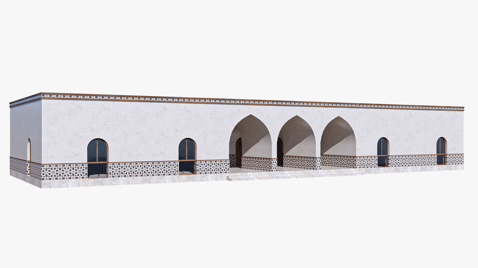 Islamic Architecture Arched Building 3D model_1