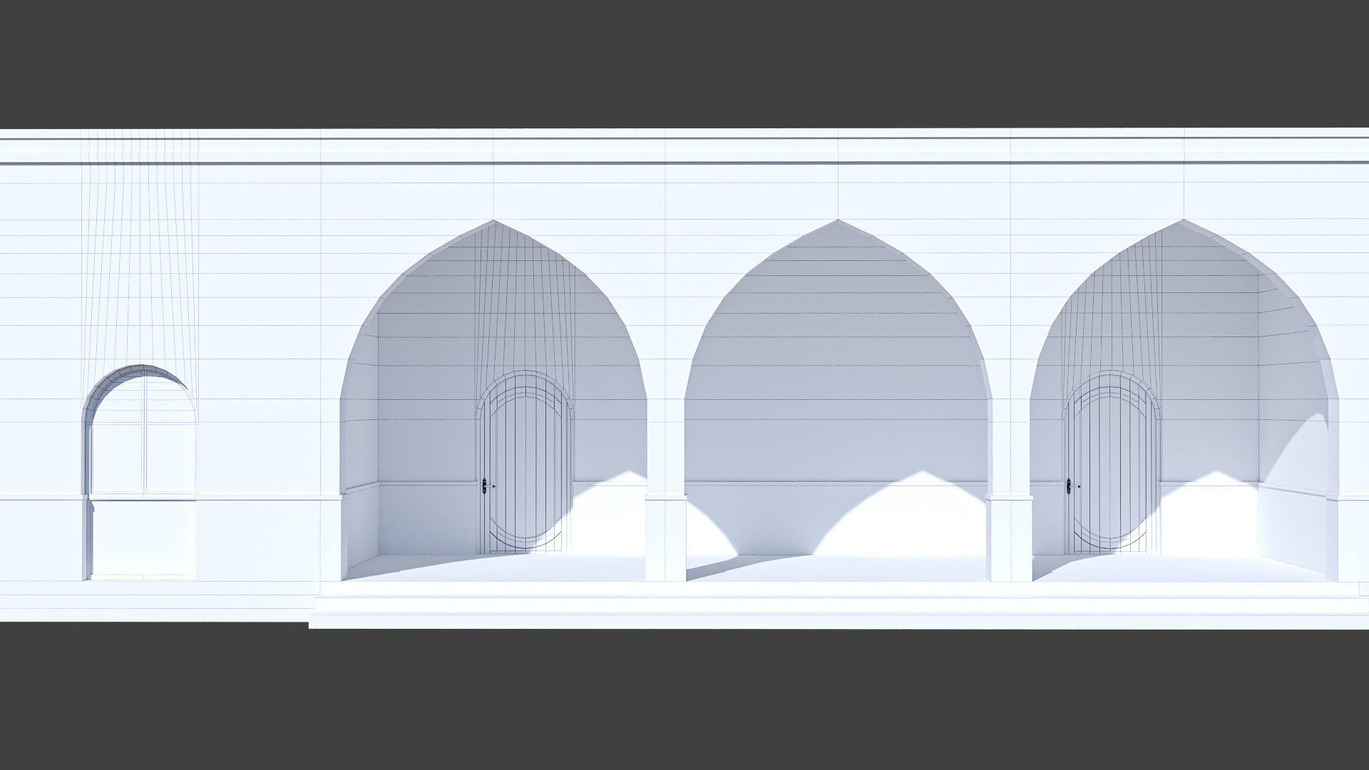 Islamic Architecture Arched Building 3D model_15