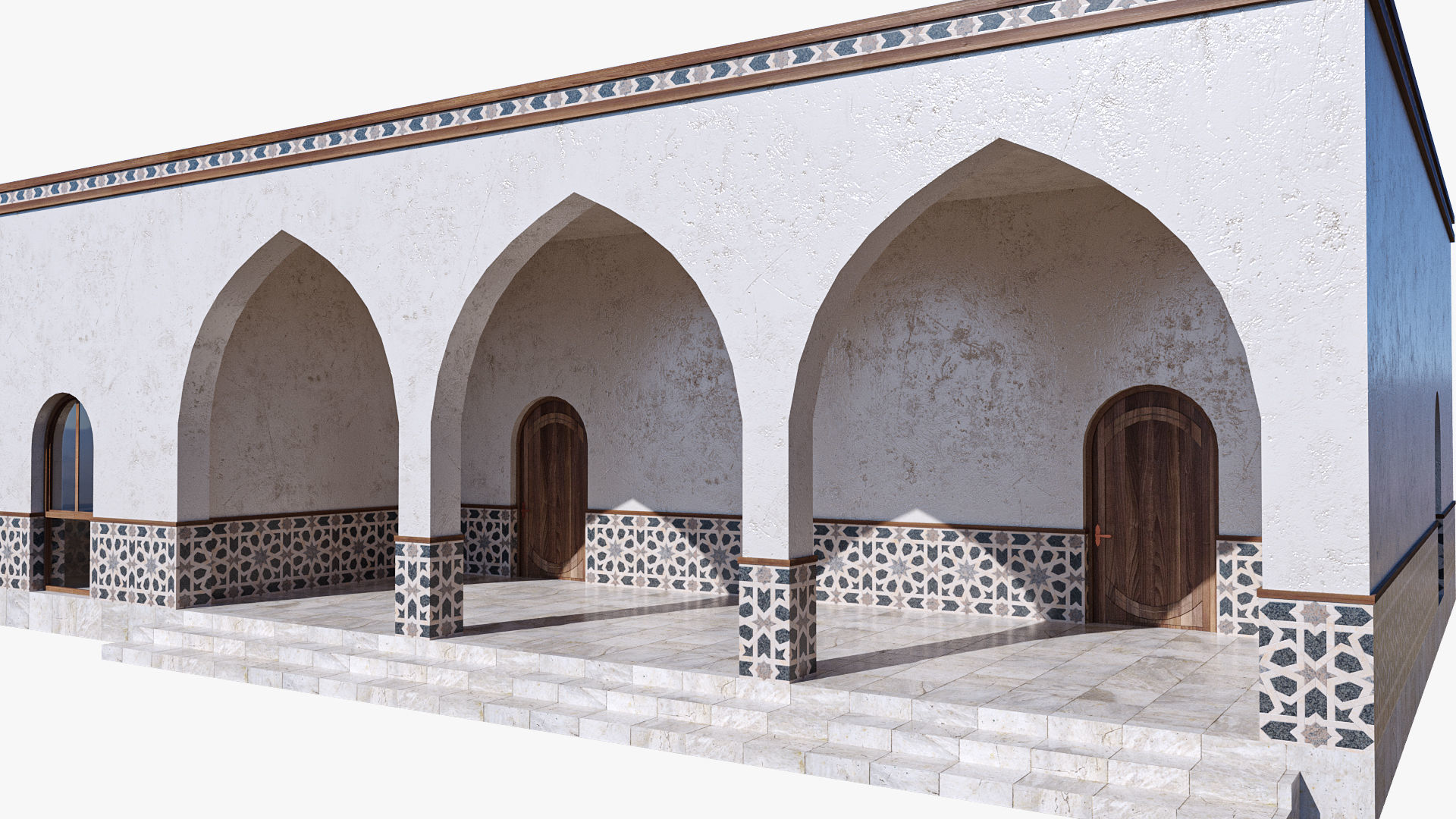 Islamic Architecture Arched Building 3D model_9