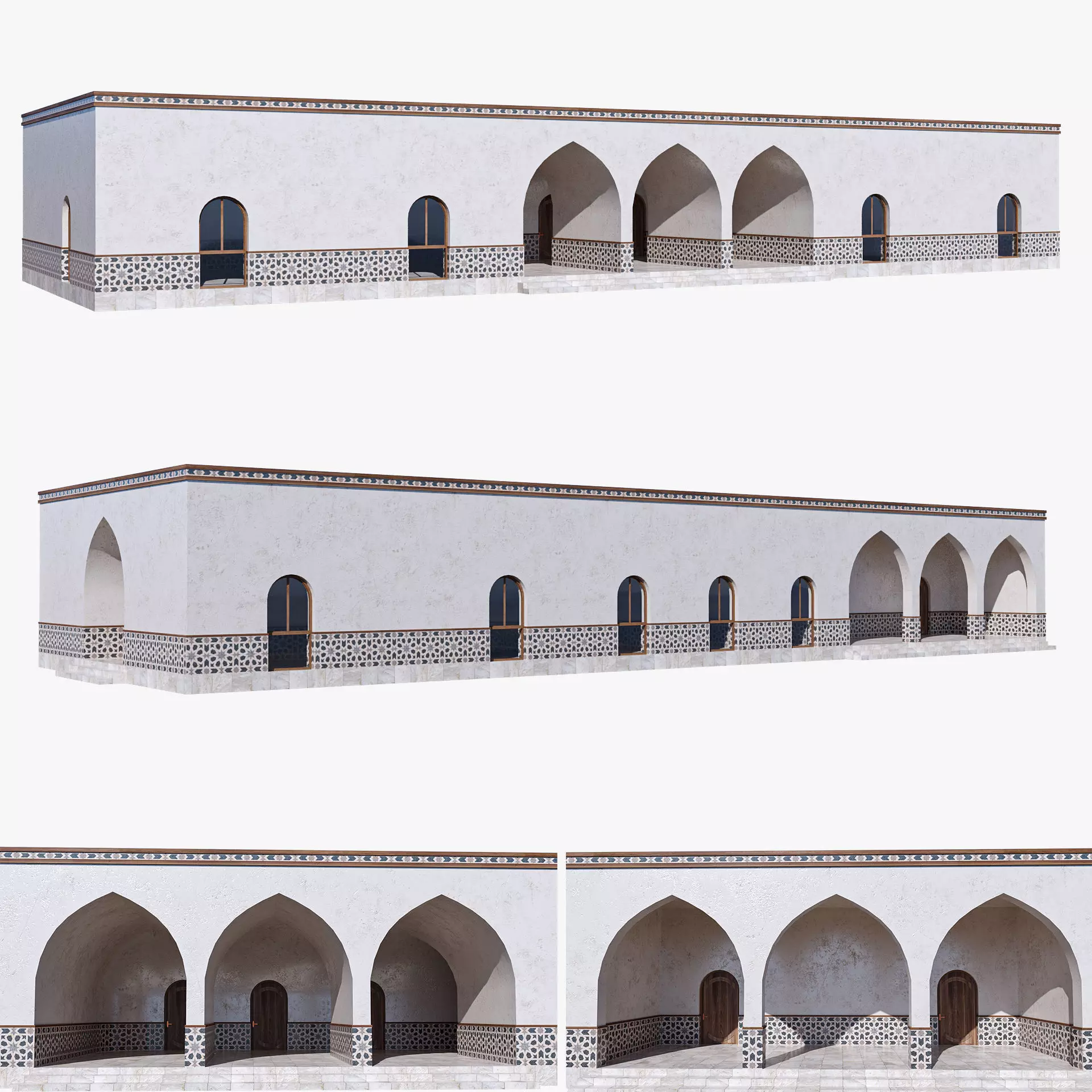 Islamic Architecture Arched Building 3D model_0