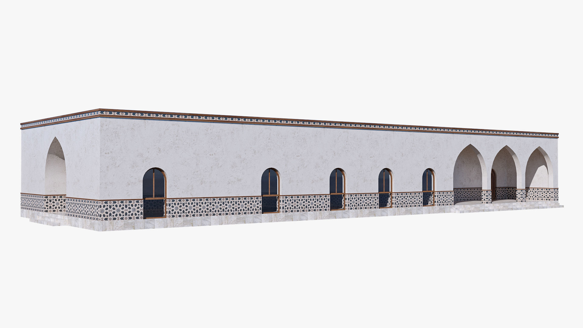 Islamic Architecture Arched Building 3D model_2
