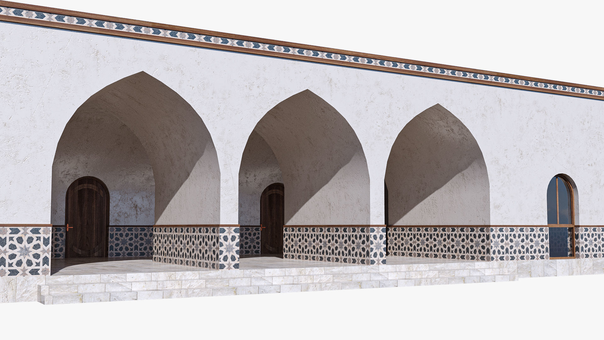 Islamic Architecture Arched Building 3D model_4