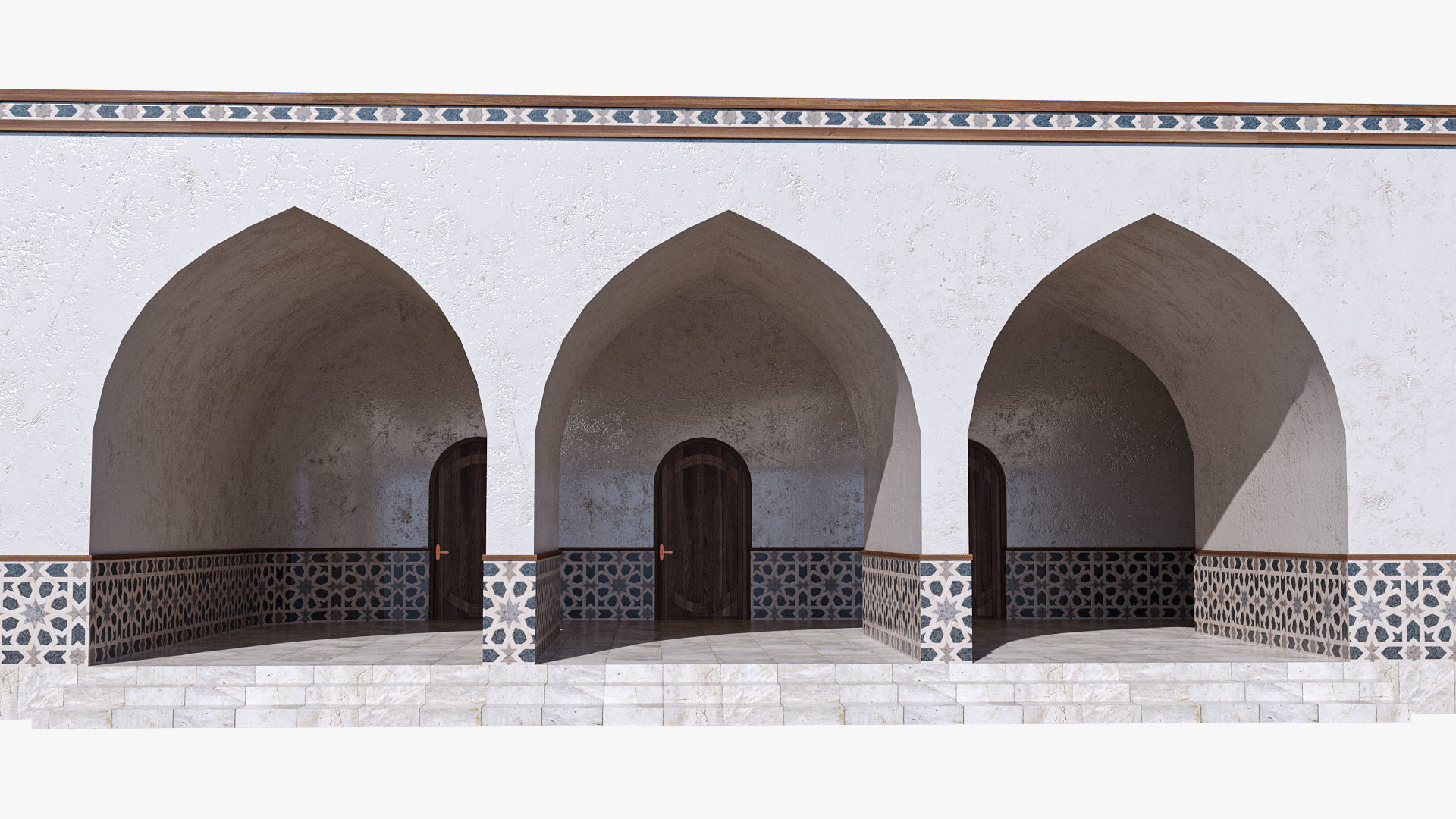 Islamic Architecture Arched Building 3D model_3