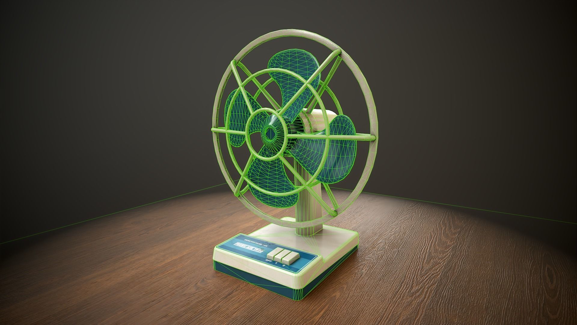 Retro fan Low-poly 3D model_13
