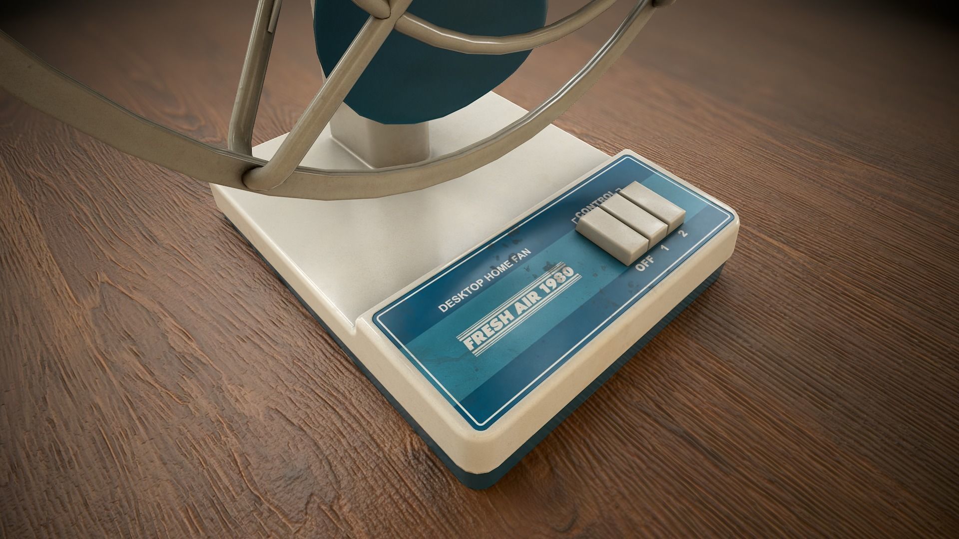 Retro fan Low-poly 3D model_5